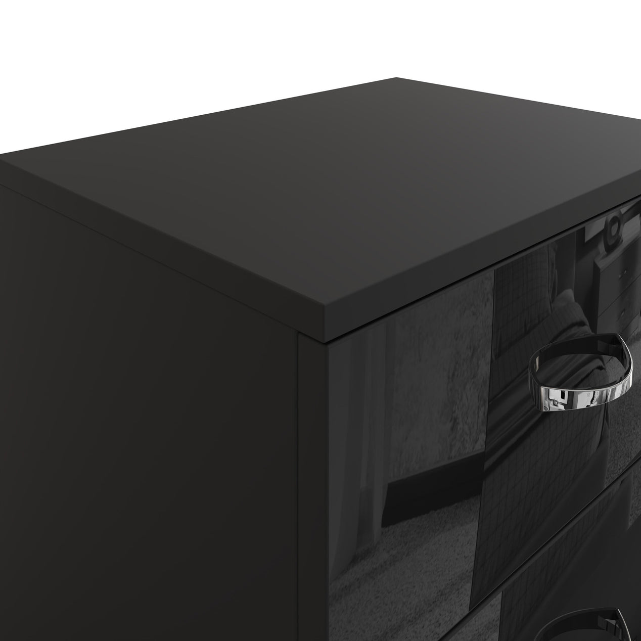 FWStyle Chilton 2 Drawer Bedside Cabinet - Black Gloss Front