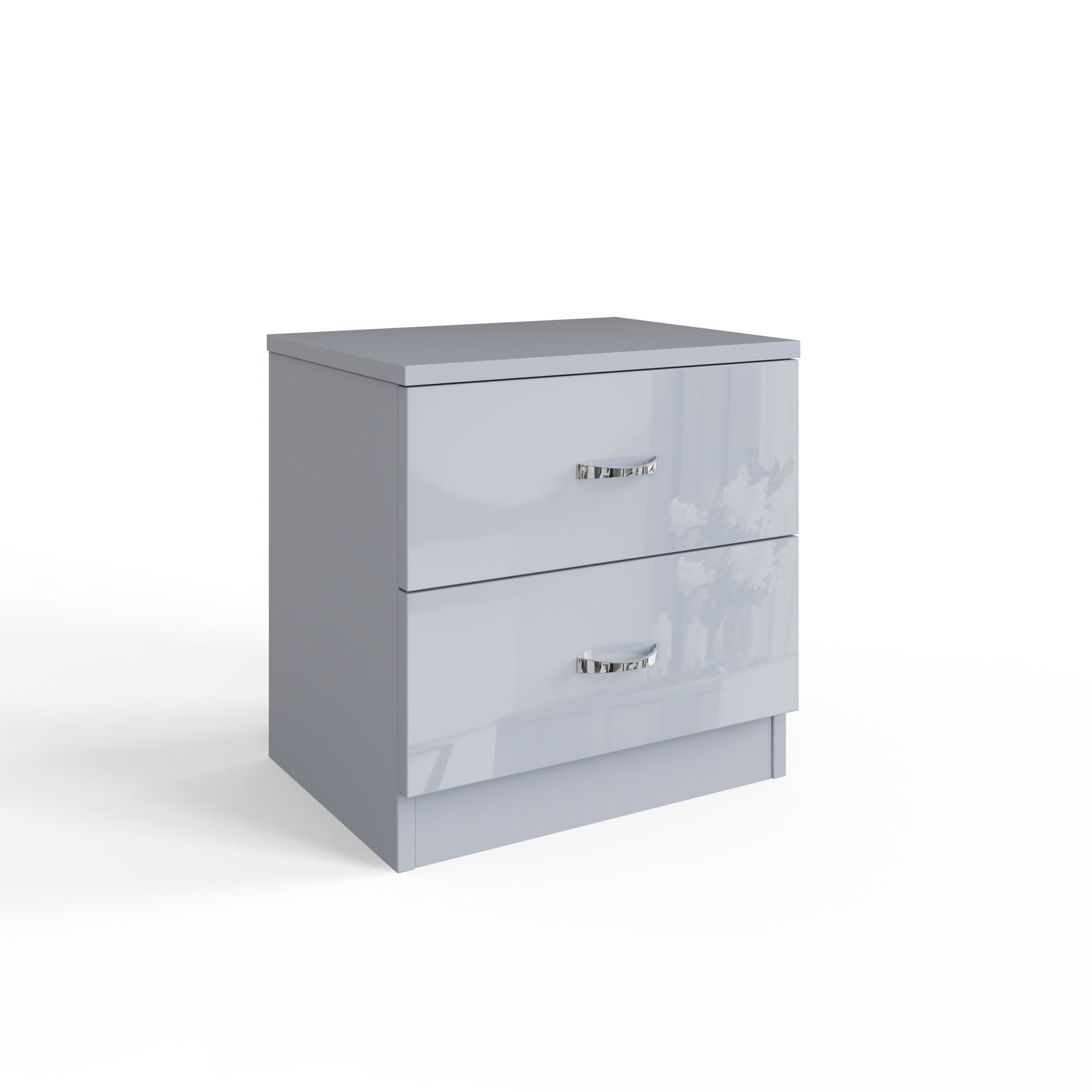 FWStyle Chilton 2 Drawer Bedside Cabinet - Grey Gloss Front