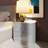 FWStyle Chilton 2 Drawer Bedside Cabinet - Grey Gloss Front