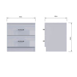 FWStyle Chilton 2 Drawer Bedside Cabinet - Grey Gloss Front