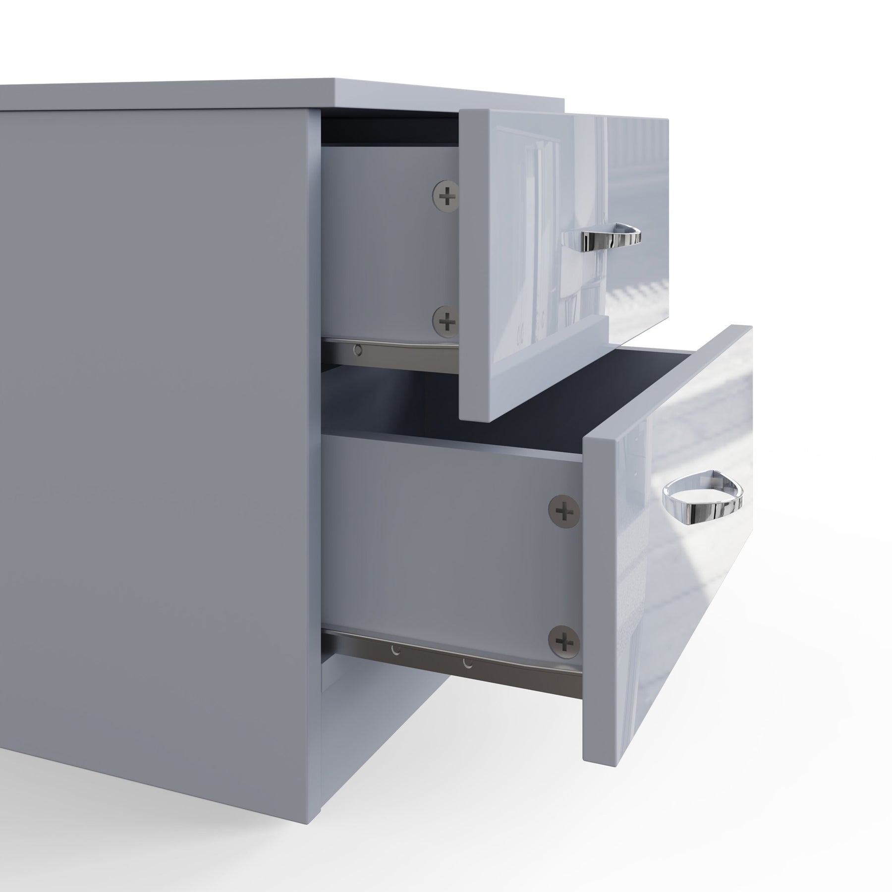 FWStyle Chilton 2 Drawer Bedside Cabinet - Grey Gloss Front