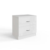FWStyle Chilton 2 Drawer Bedside Cabinet - White Gloss Front