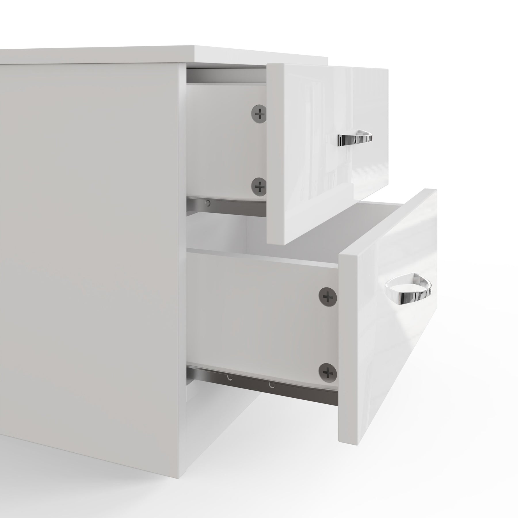FWStyle Chilton 2 Drawer Bedside Cabinet - White Gloss Front