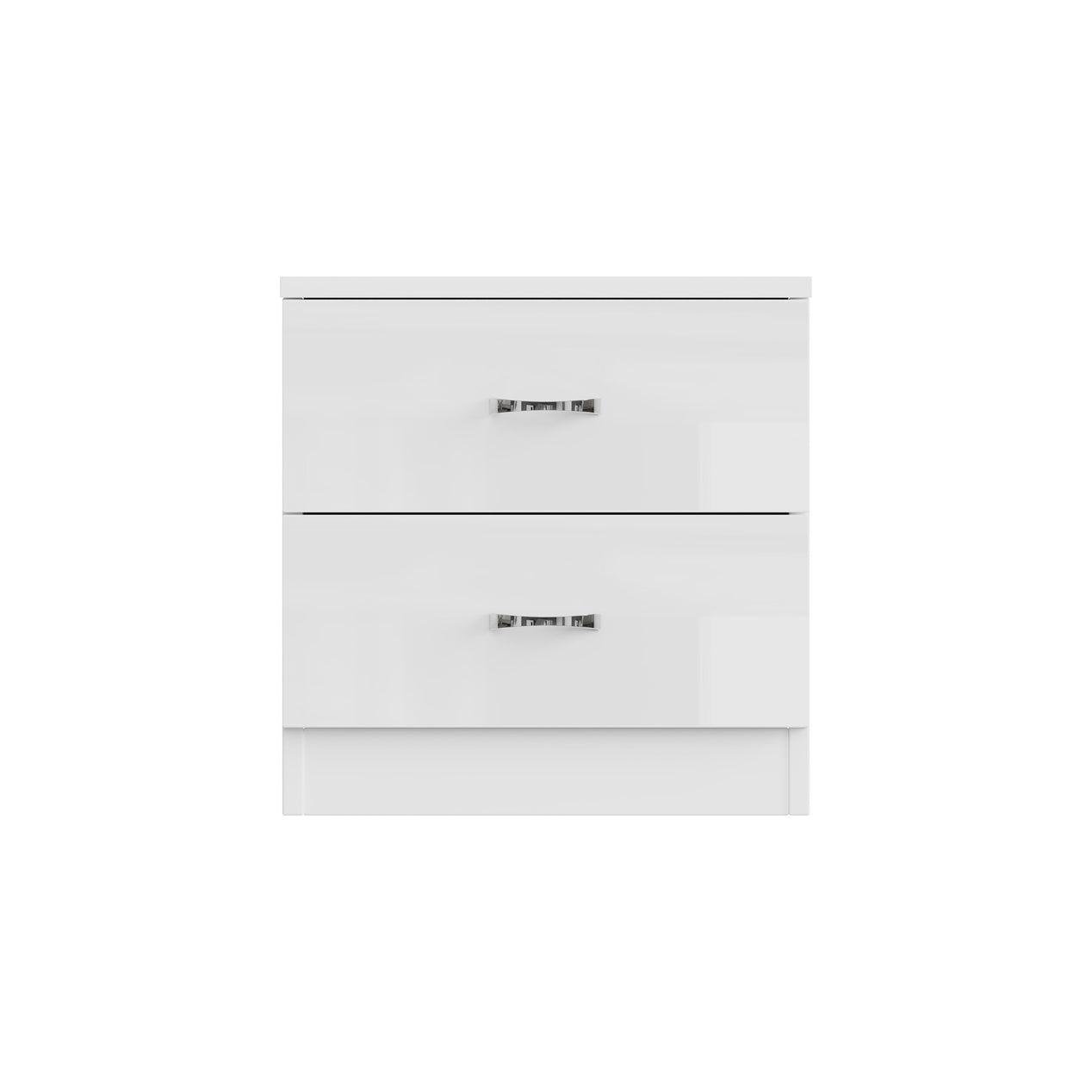 FWStyle Chilton 2 Drawer Bedside Cabinet - White Gloss Front