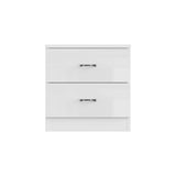 FWStyle Chilton 2 Drawer Bedside Cabinet - White Gloss Front