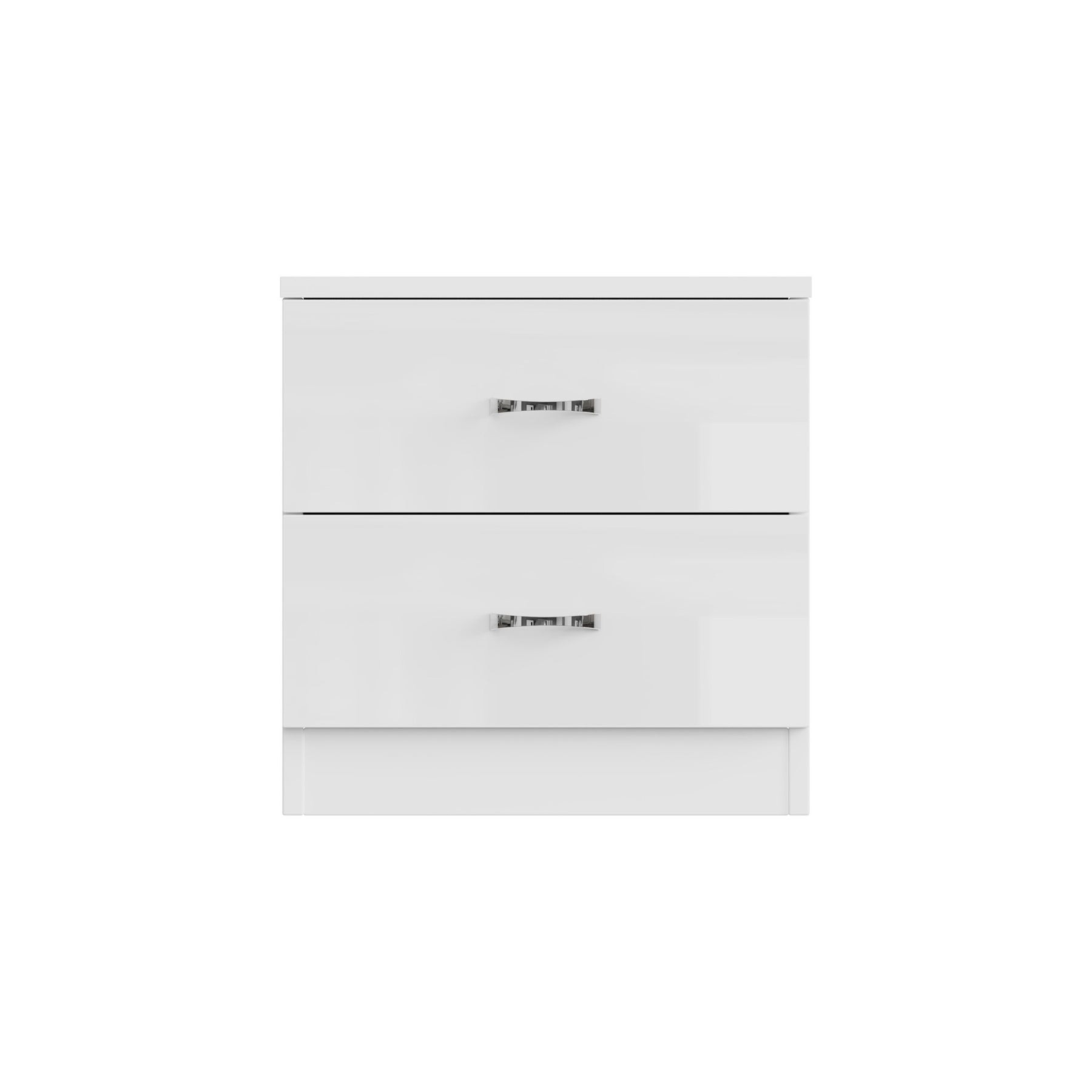 FWStyle Chilton 2 Drawer Bedside Cabinet - White Gloss Front