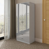 FWStyle Chilton Combination Wardrobe 2 Door 2 Drawer - Grey Gloss Front