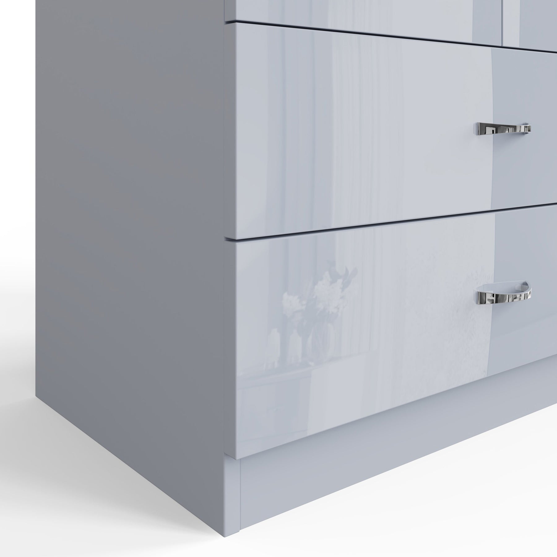 FWStyle Chilton Combination Wardrobe 2 Door 2 Drawer - Grey Gloss Front