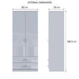 FWStyle Chilton Combination Wardrobe 2 Door 2 Drawer - Grey Gloss Front