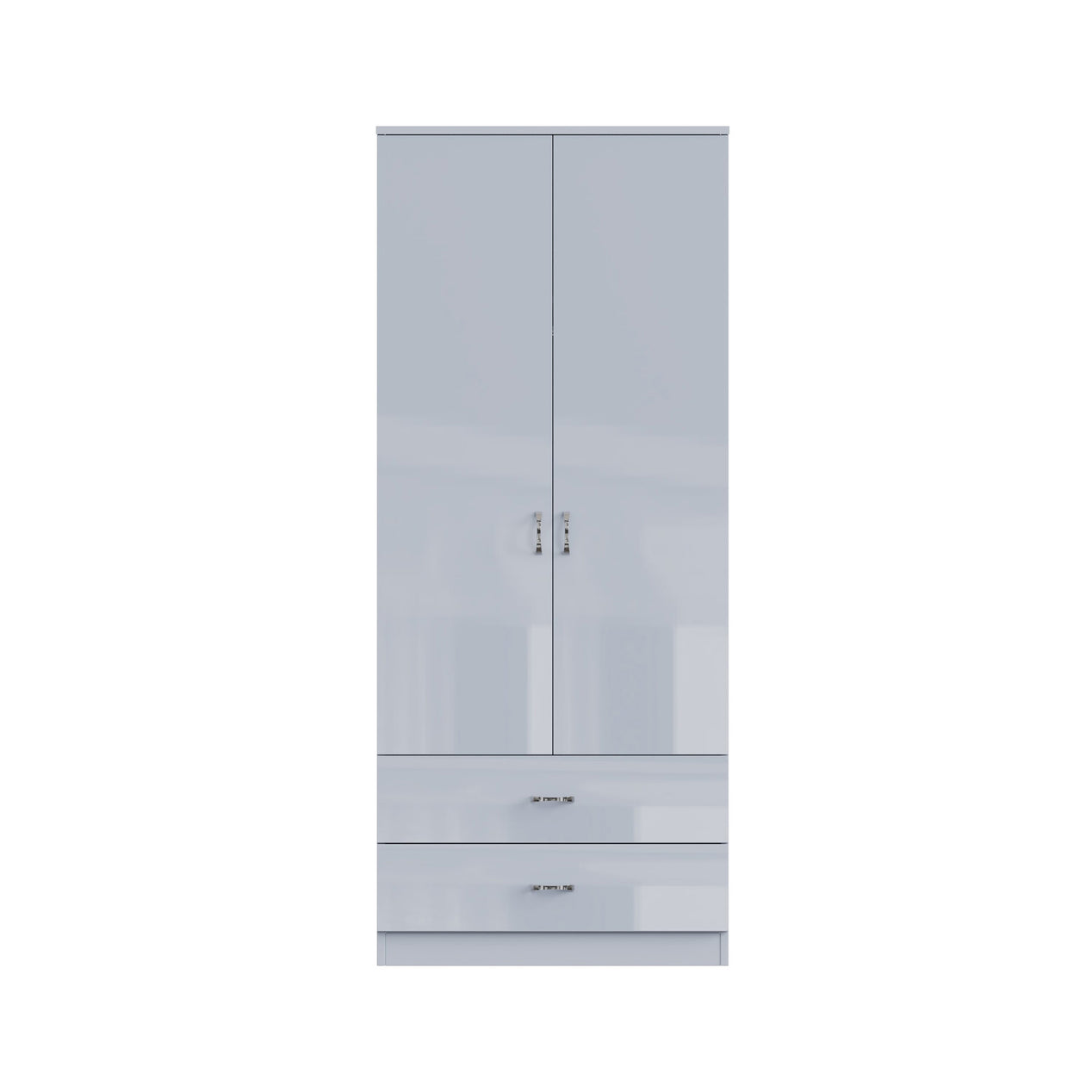 FWStyle Chilton Combination Wardrobe 2 Door 2 Drawer - Grey Gloss Front