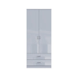 FWStyle Chilton Combination Wardrobe 2 Door 2 Drawer - Grey Gloss Front