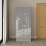 FWStyle Chilton Combination Wardrobe 2 Door 2 Drawer - Grey Gloss Front