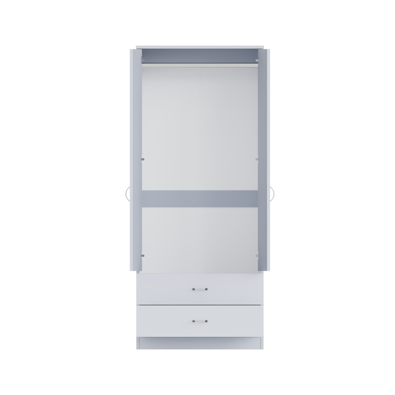 FWStyle Chilton Combination Wardrobe 2 Door 2 Drawer - Grey Gloss Front