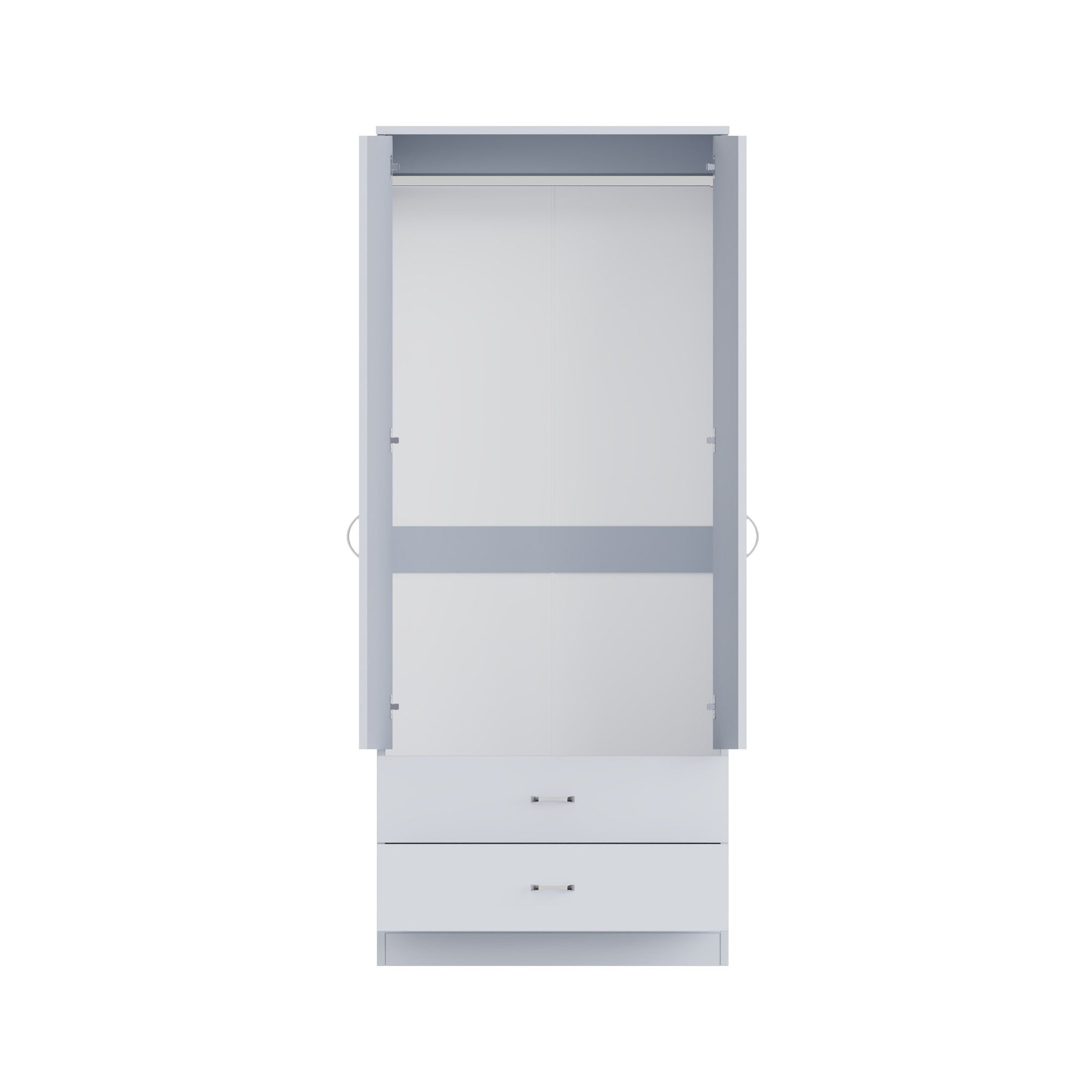 FWStyle Chilton Combination Wardrobe 2 Door 2 Drawer - Grey Gloss Front