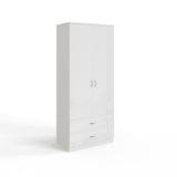 FWStyle Chilton Combination Wardrobe 2 Door 2 Drawer - White Gloss Front