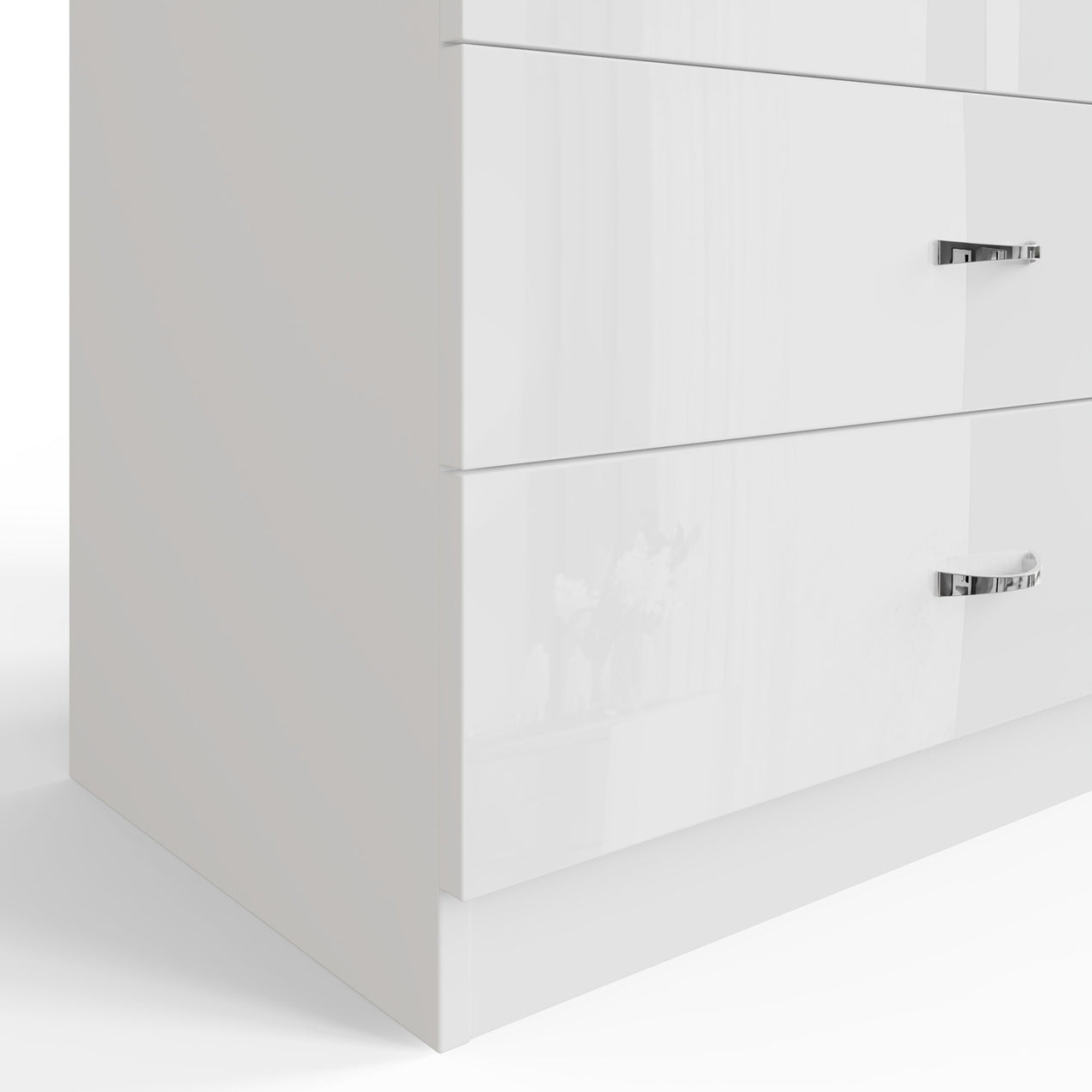 FWStyle Chilton Combination Wardrobe 2 Door 2 Drawer - White Gloss Front