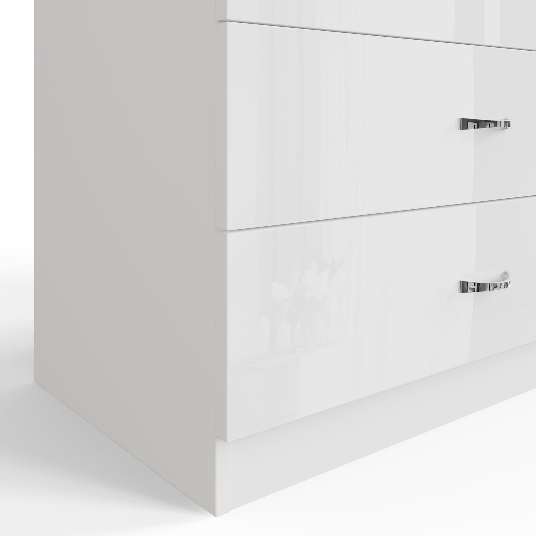 FWStyle Chilton Combination Wardrobe 2 Door 2 Drawer - White Gloss Front