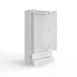 FWStyle Chilton Combination Wardrobe 2 Door 2 Drawer - White Gloss Front