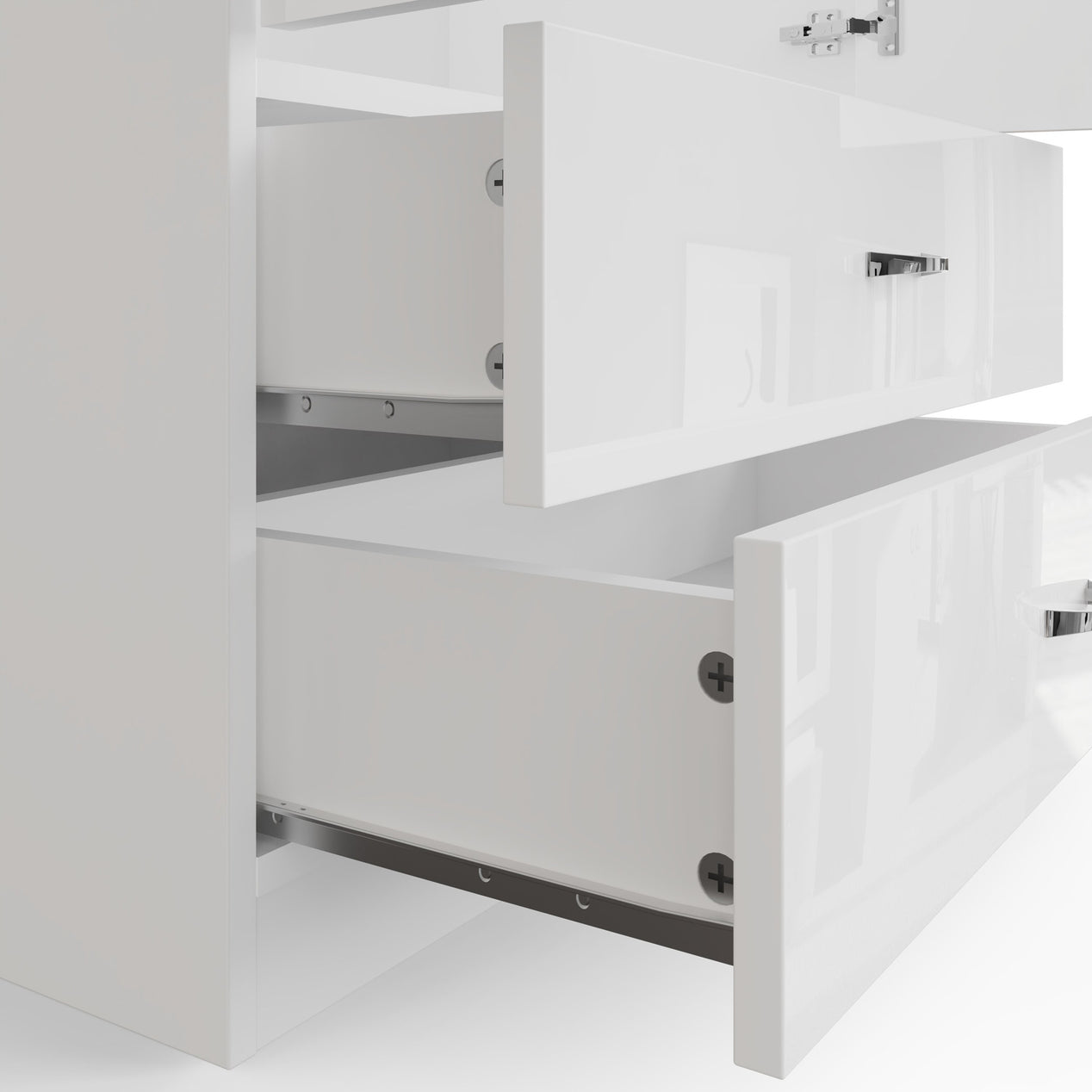 FWStyle Chilton Combination Wardrobe 2 Door 2 Drawer - White Gloss Front