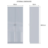 FWStyle Chilton 2 Door Wardrobe - Grey Gloss Front