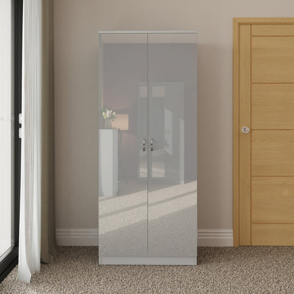 FWStyle Chilton 2 Door Wardrobe - Grey Gloss Front