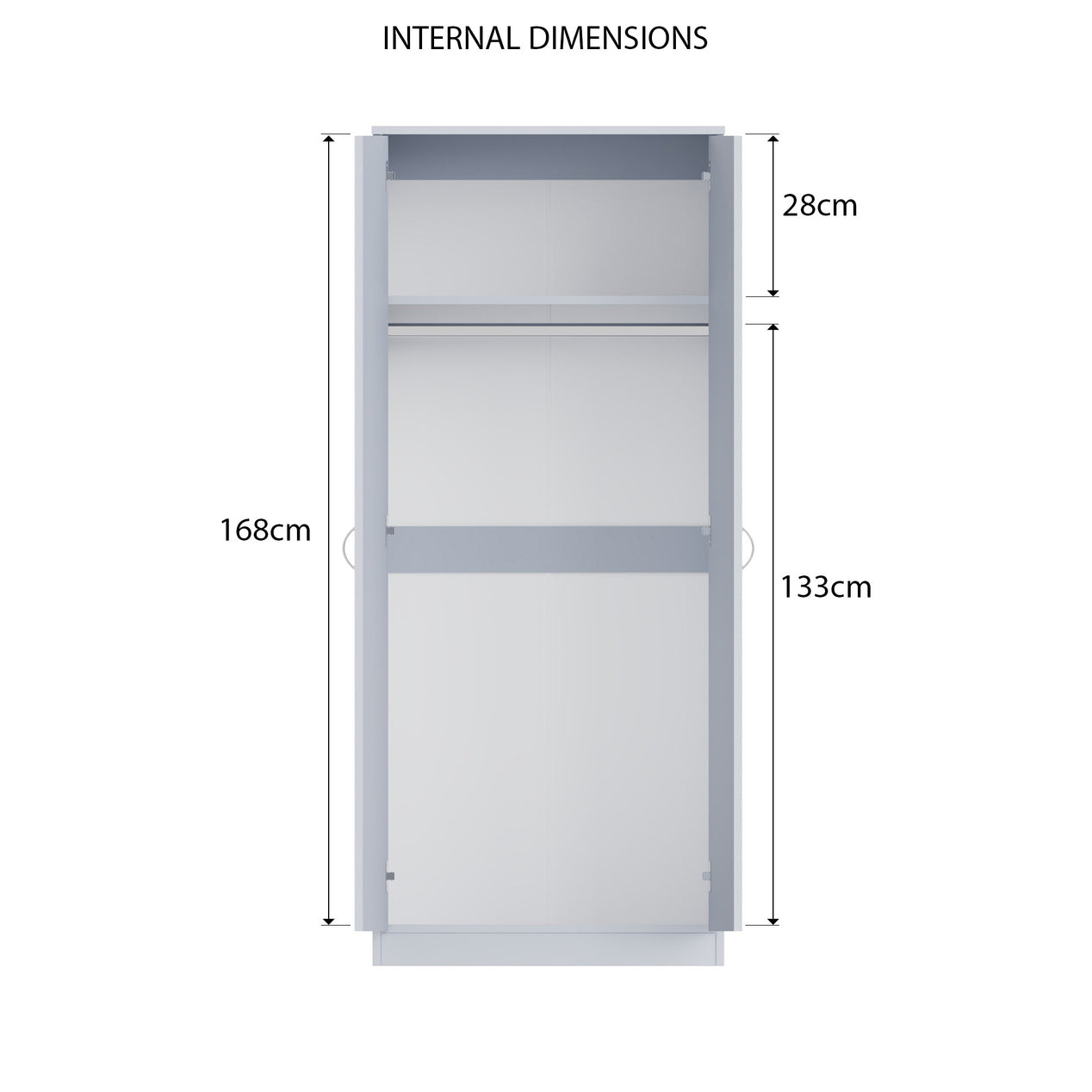 FWStyle Chilton 2 Door Wardrobe - Grey Gloss Front