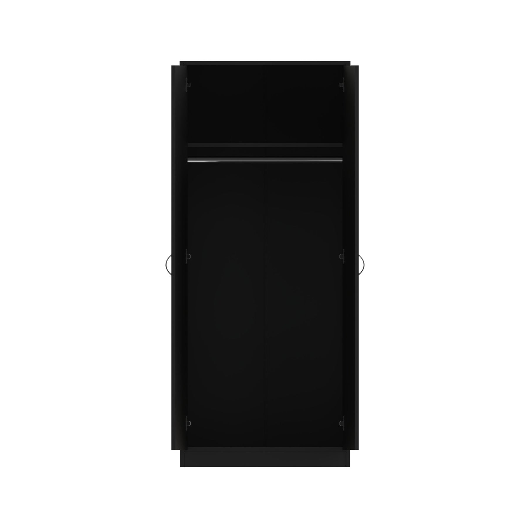 FWStyle Chilton 2 Door Wardrobe With Mirror - Black Gloss Front