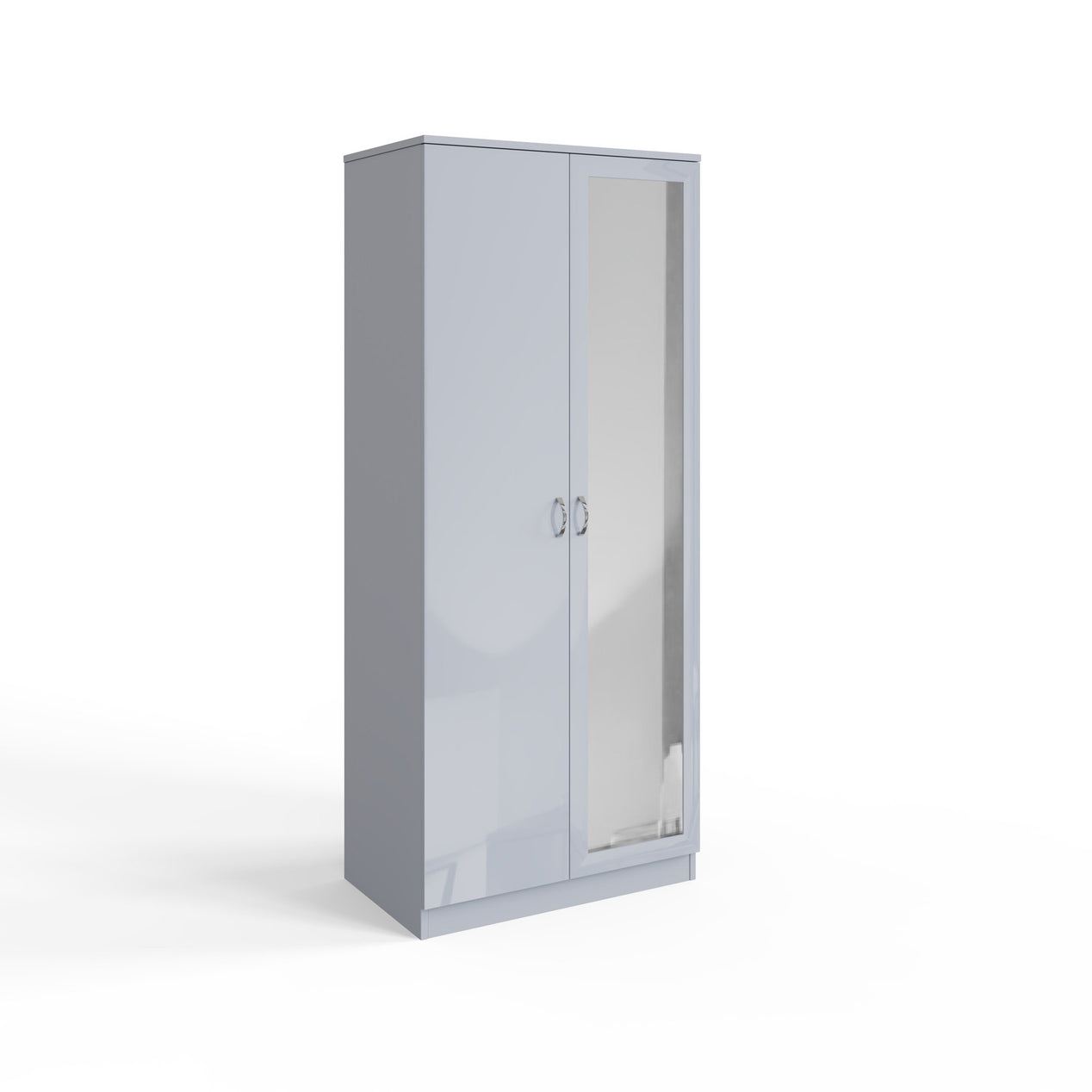 FWStyle Chilton 2 Door Wardrobe With Mirror - Grey Gloss Front