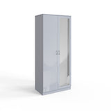 FWStyle Chilton 2 Door Wardrobe With Mirror - Grey Gloss Front