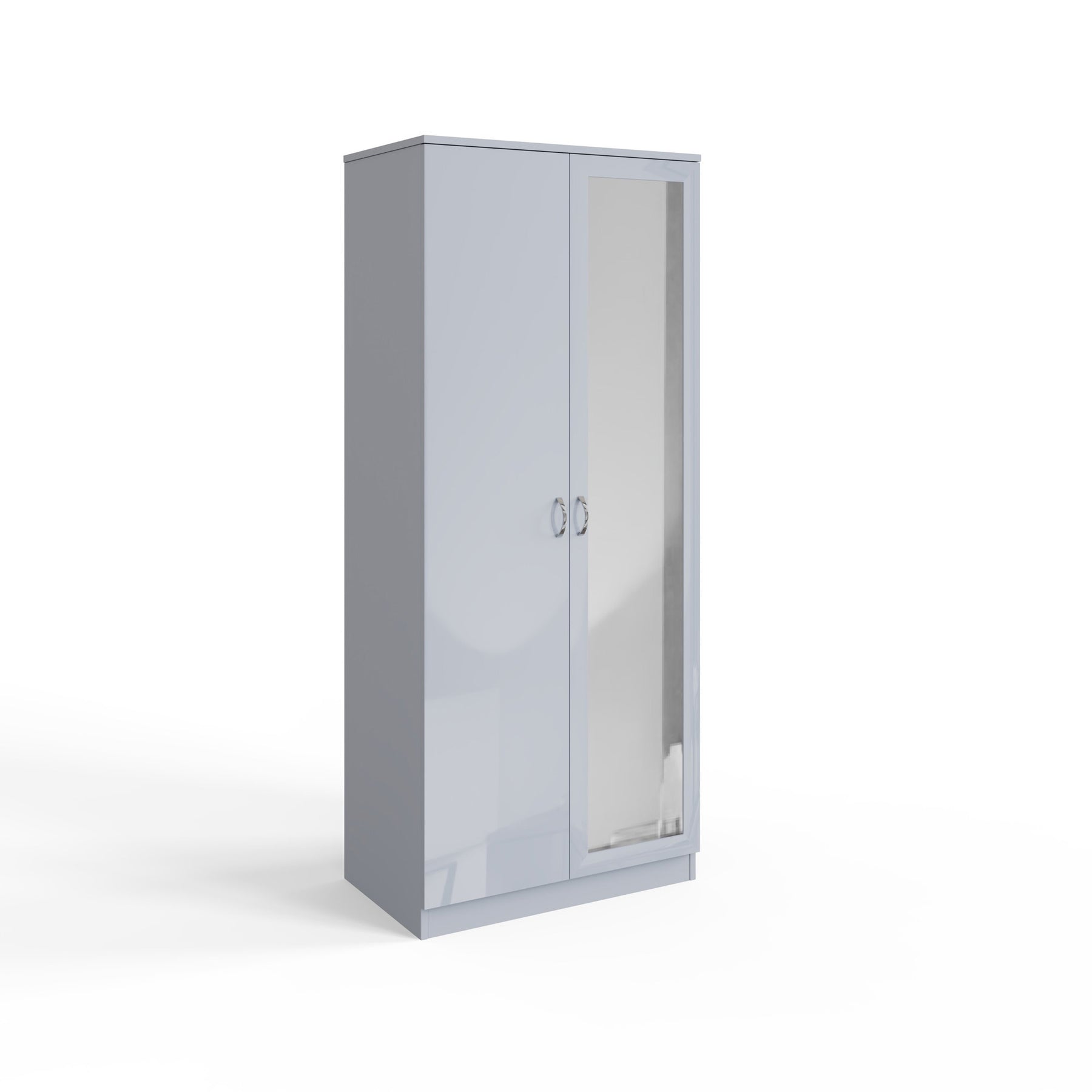 FWStyle Chilton 2 Door Wardrobe With Mirror - Grey Gloss Front