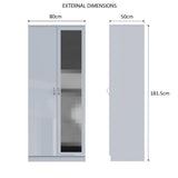 FWStyle Chilton 2 Door Wardrobe With Mirror - Grey Gloss Front