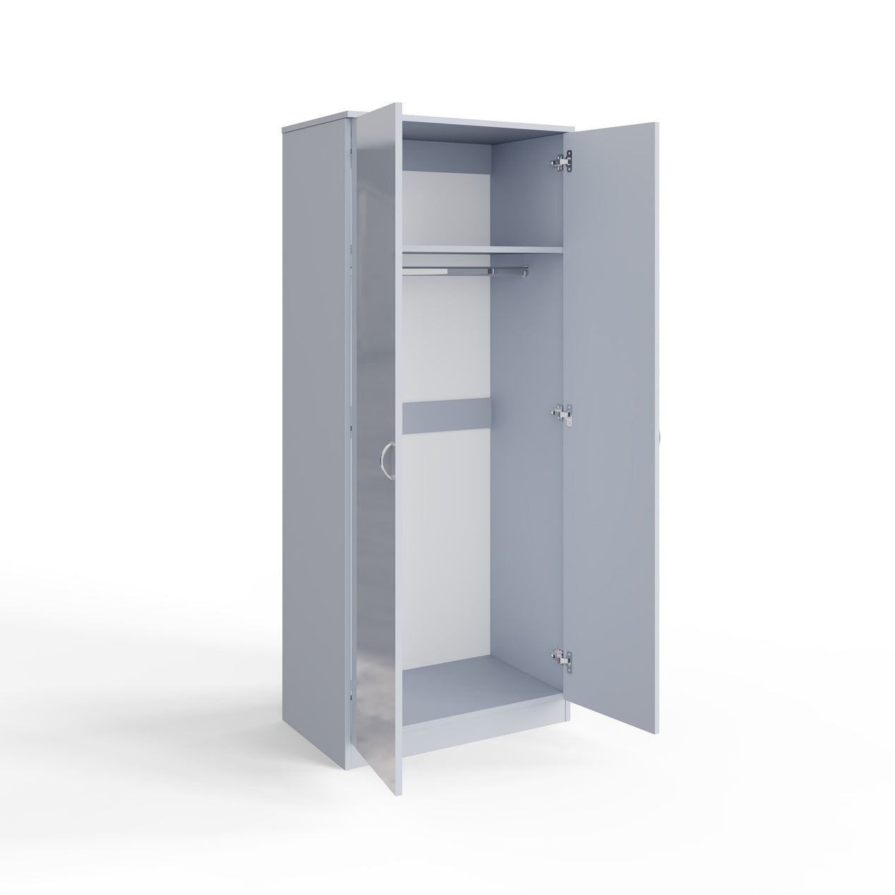 FWStyle Chilton 2 Door Wardrobe With Mirror - Grey Gloss Front