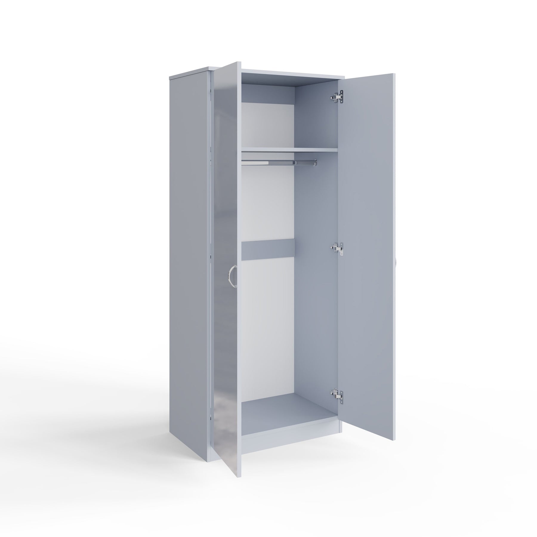 FWStyle Chilton 2 Door Wardrobe With Mirror - Grey Gloss Front