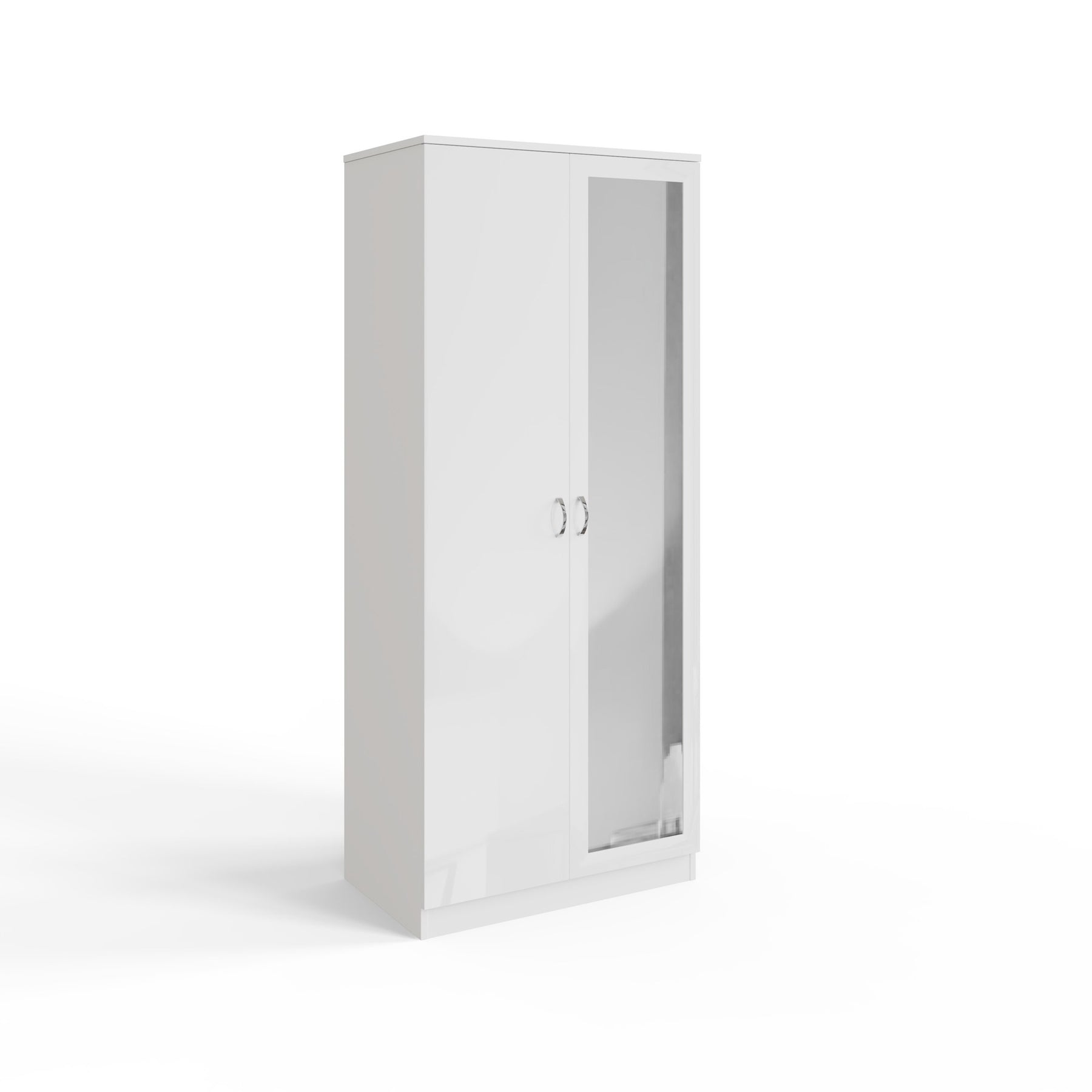 FWStyle Chilton 2 Door Wardrobe With Mirror - White Gloss Front