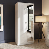 FWStyle Chilton 2 Door Wardrobe With Mirror - White Gloss Front