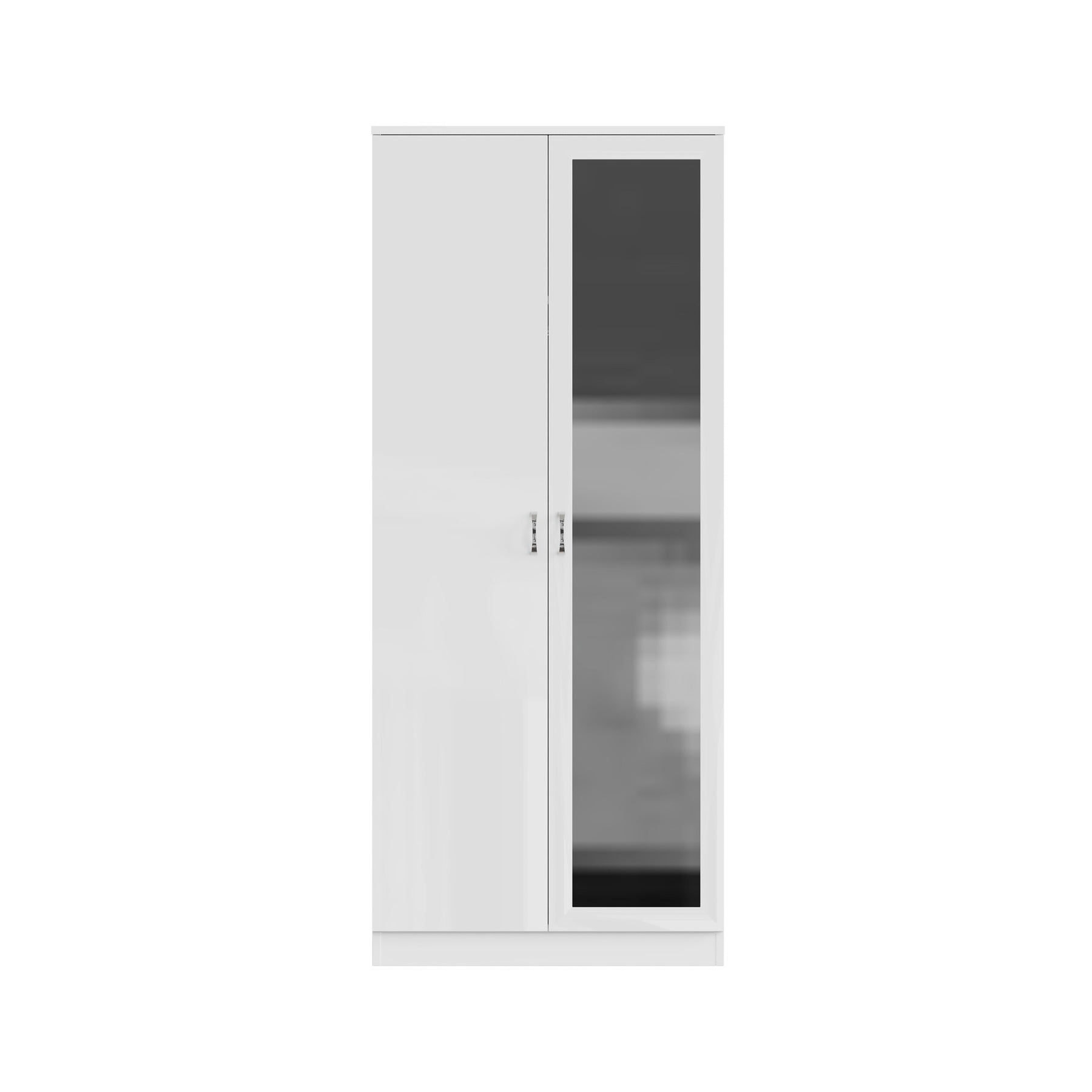 FWStyle Chilton 2 Door Wardrobe With Mirror - White Gloss Front