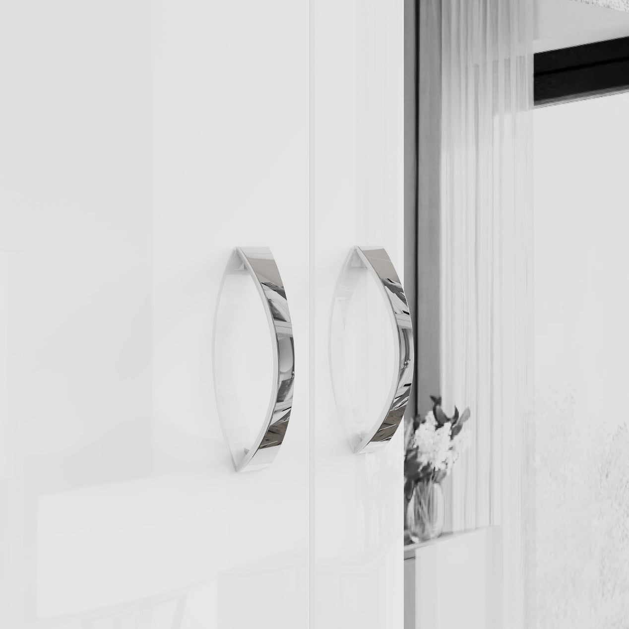 FWStyle Chilton 2 Door Wardrobe With Mirror - White Gloss Front