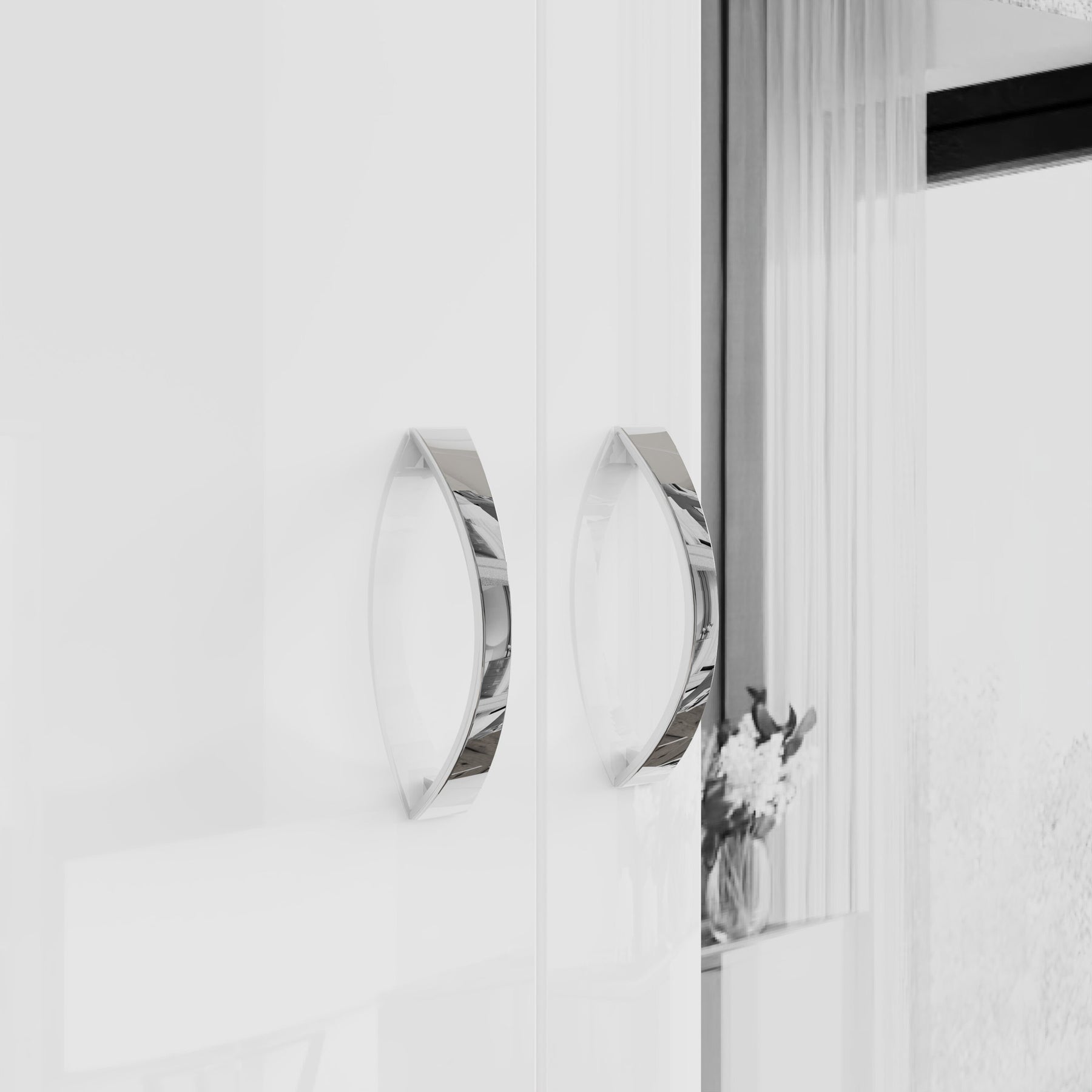 FWStyle Chilton 2 Door Wardrobe With Mirror - White Gloss Front