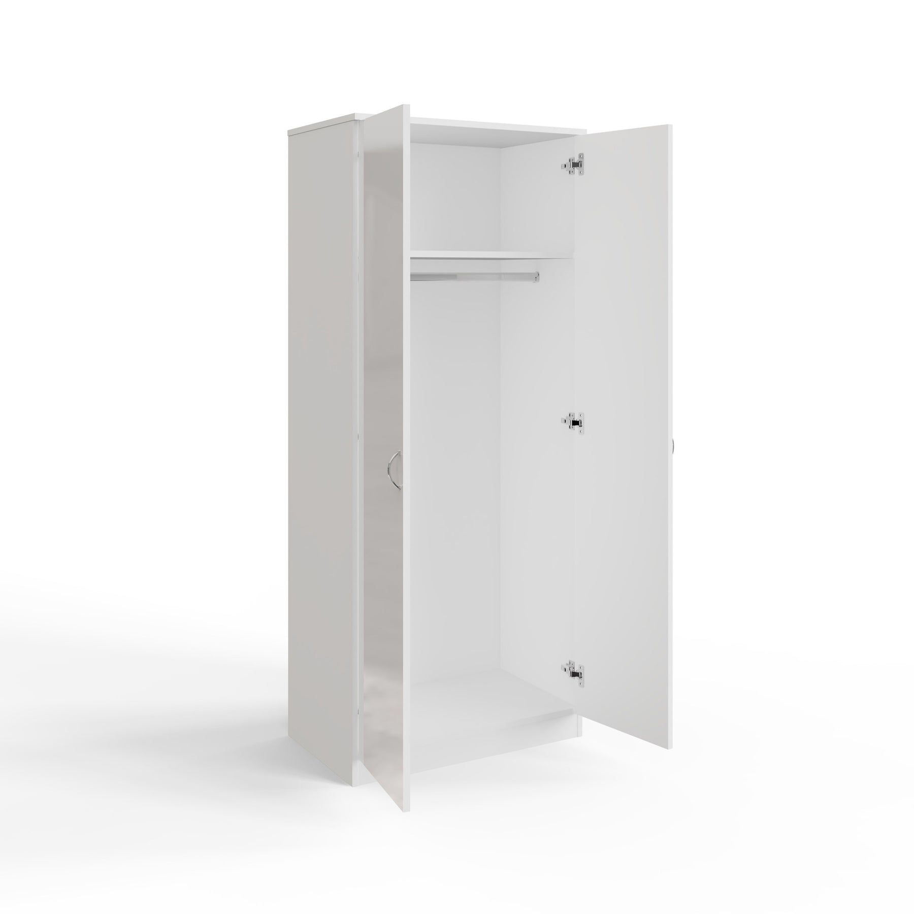 FWStyle Chilton 2 Door Wardrobe With Mirror - White Gloss Front