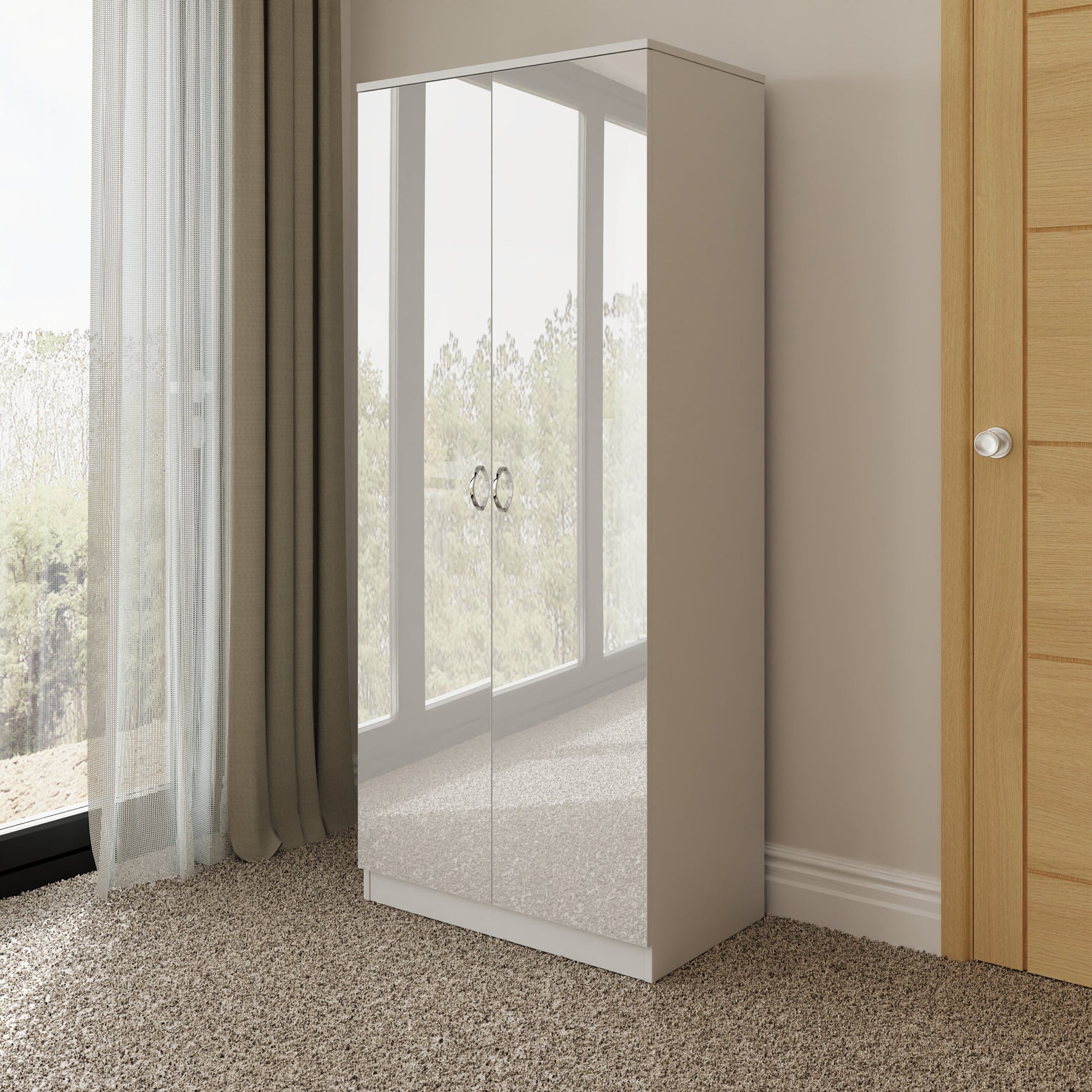 FWStyle Chilton 2 Door Wardrobe - White Gloss Front