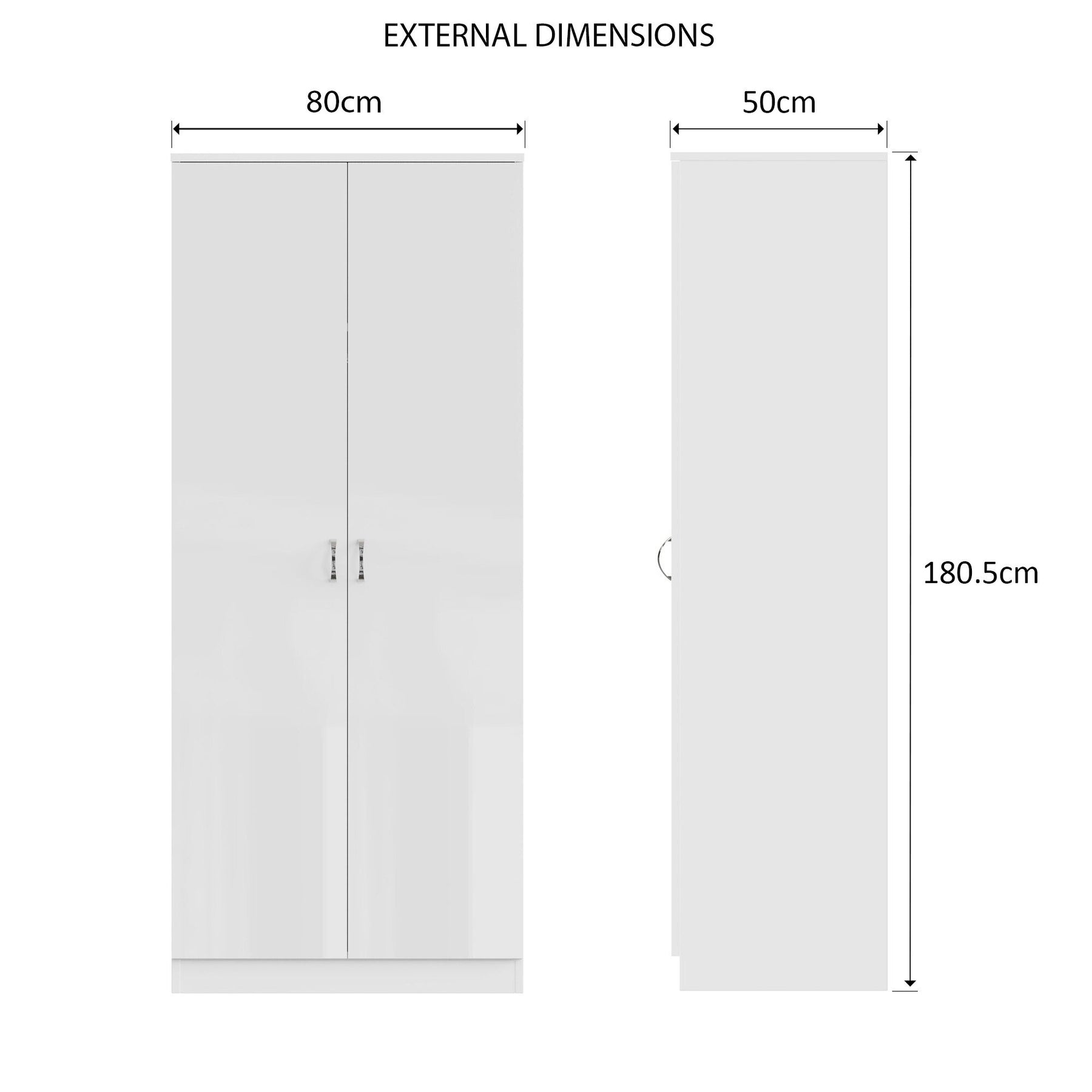 FWStyle Chilton 2 Door Wardrobe - White Gloss Front