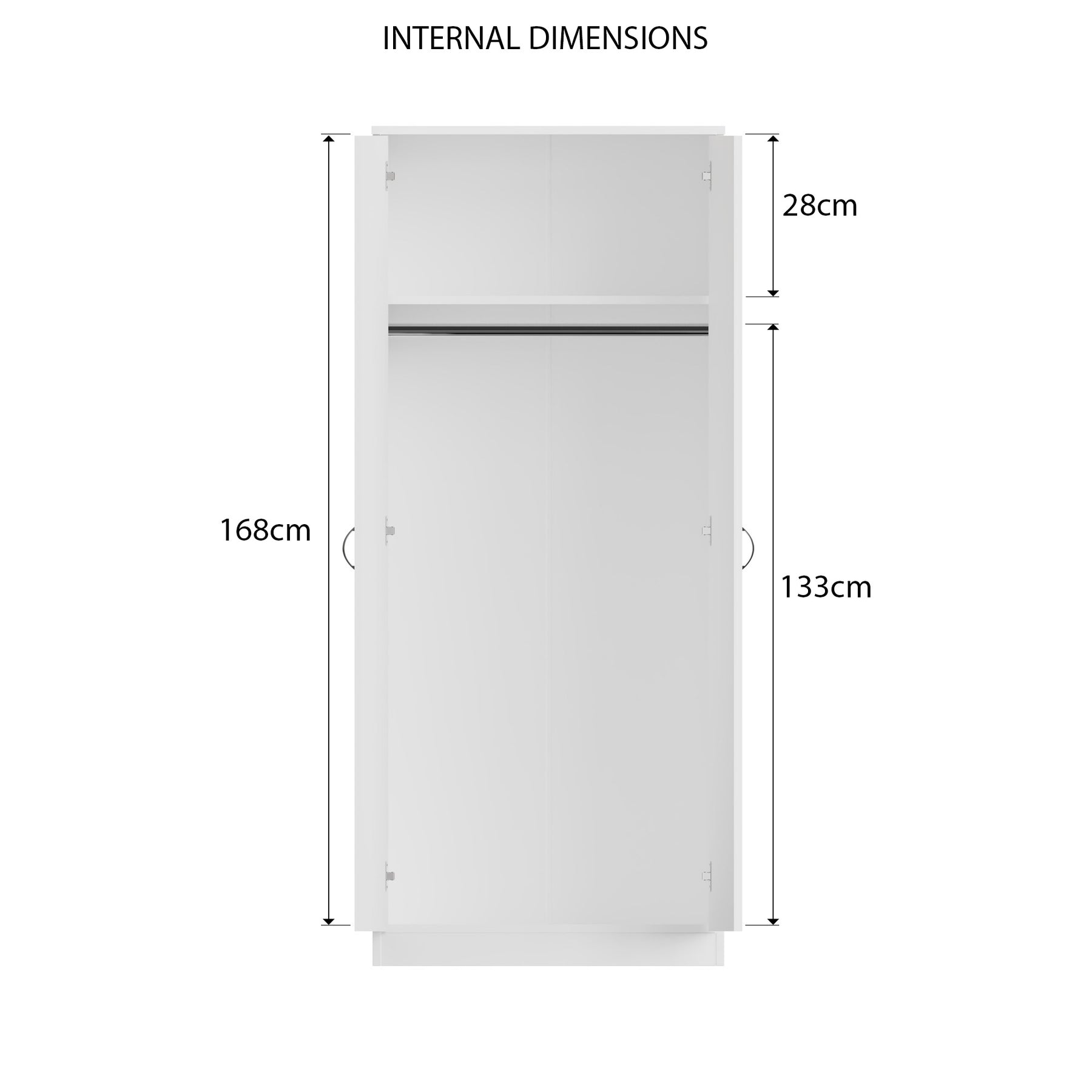 FWStyle Chilton 2 Door Wardrobe - White Gloss Front