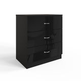 FWStyle Chilton 3 Drawer Chest Of Drawers - Black Gloss Front