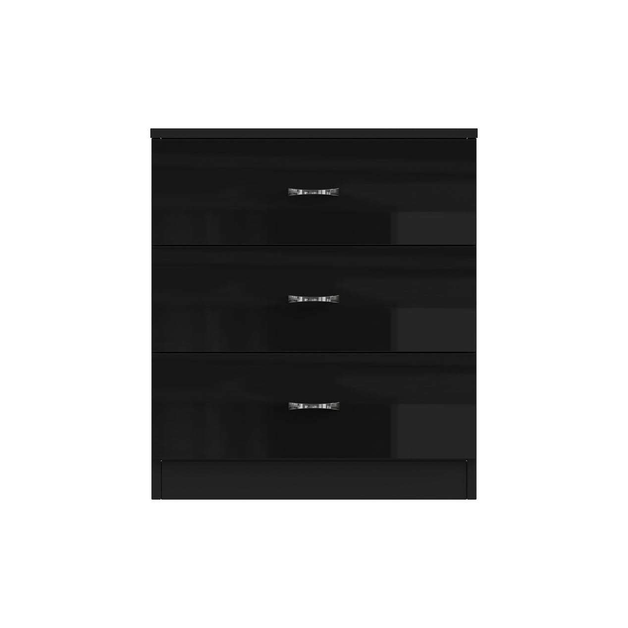 FWStyle Chilton 3 Drawer Chest Of Drawers - Black Gloss Front