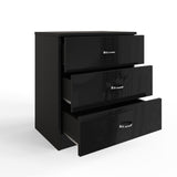 FWStyle Chilton 3 Drawer Chest Of Drawers - Black Gloss Front