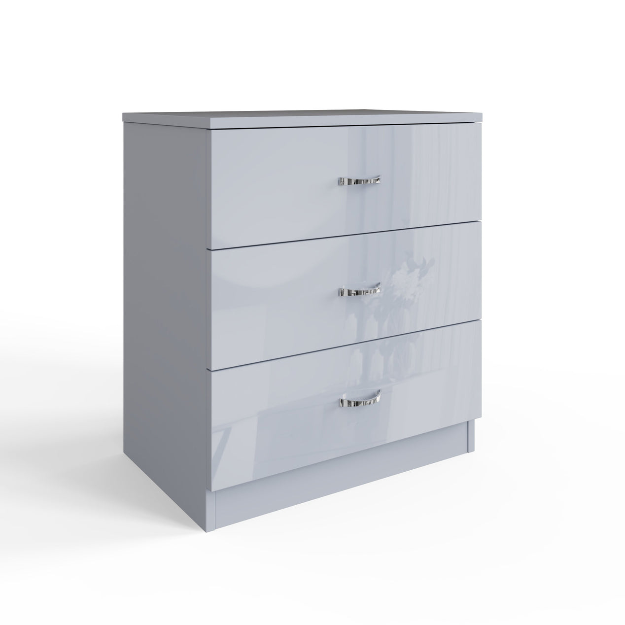 FWStyle Chilton 3 Drawer Chest Of Drawers - Grey Gloss Front