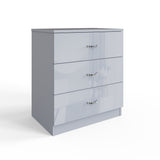 FWStyle Chilton 3 Drawer Chest Of Drawers - Grey Gloss Front