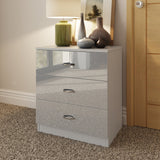 FWStyle Chilton 3 Drawer Chest Of Drawers - Grey Gloss Front