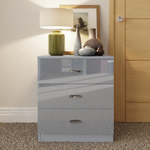FWStyle Chilton 3 Drawer Chest Of Drawers - Grey Gloss Front