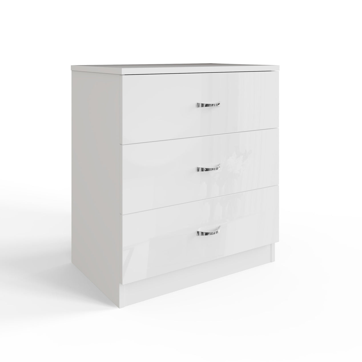 FWStyle Chilton 3 Drawer Chest Of Drawers - White Gloss Front